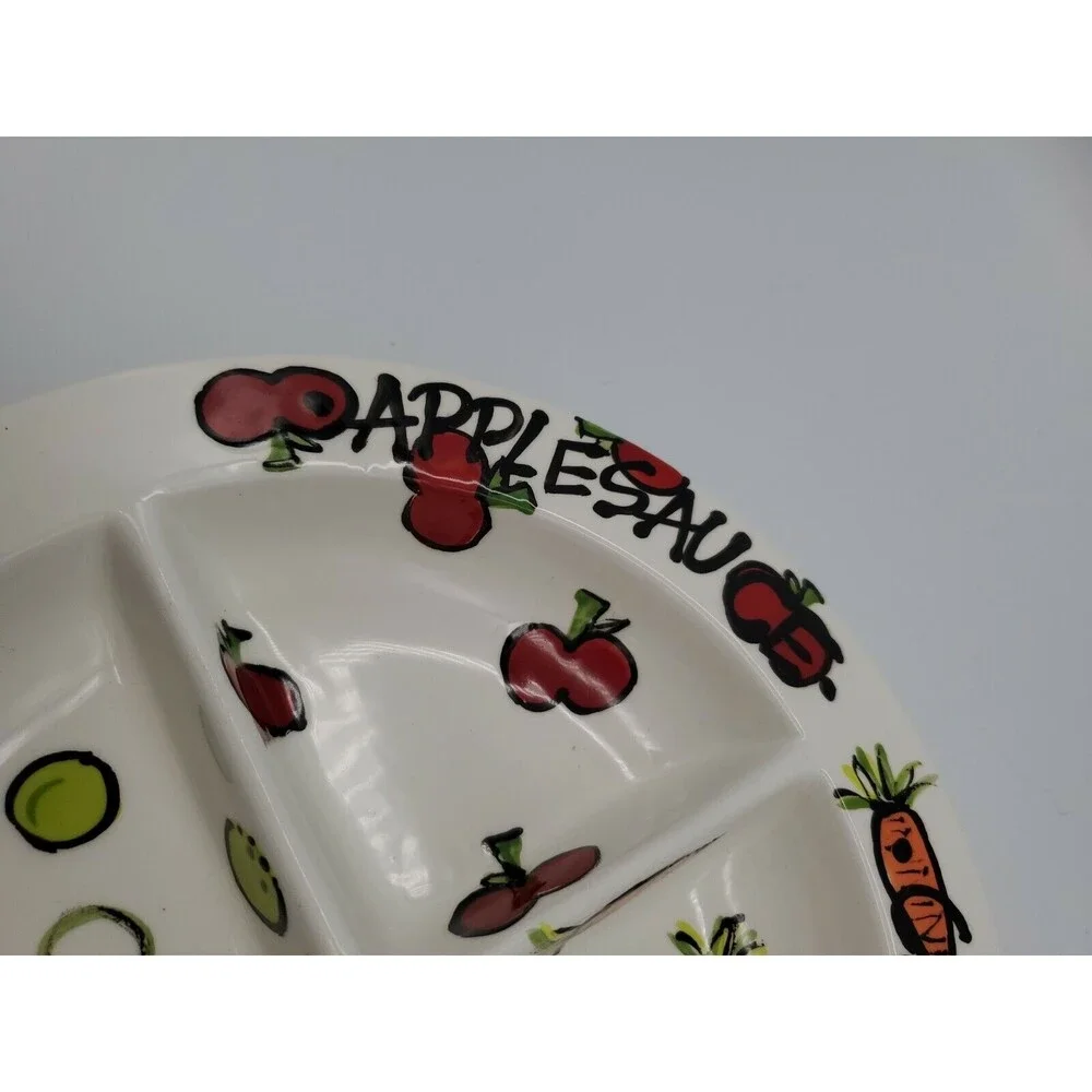 T Cabells Too Child's Divided Plate Magnolia Lane Applesauce Carrots Sweet Peas